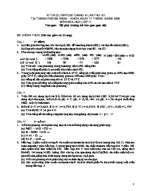 Đề thi olympic 30 tháng 4 lần thứ XII môn Hóa học Lớp 11 năm 2006 - Sở giáo dục và đào tạo Đà Nẵng
